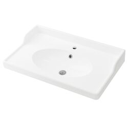 Набор тумбы с раковиной Ikea Hemnes/Rattviken 2 ящика/смеситель Runskar 82x49x93 (Белый) Thumb