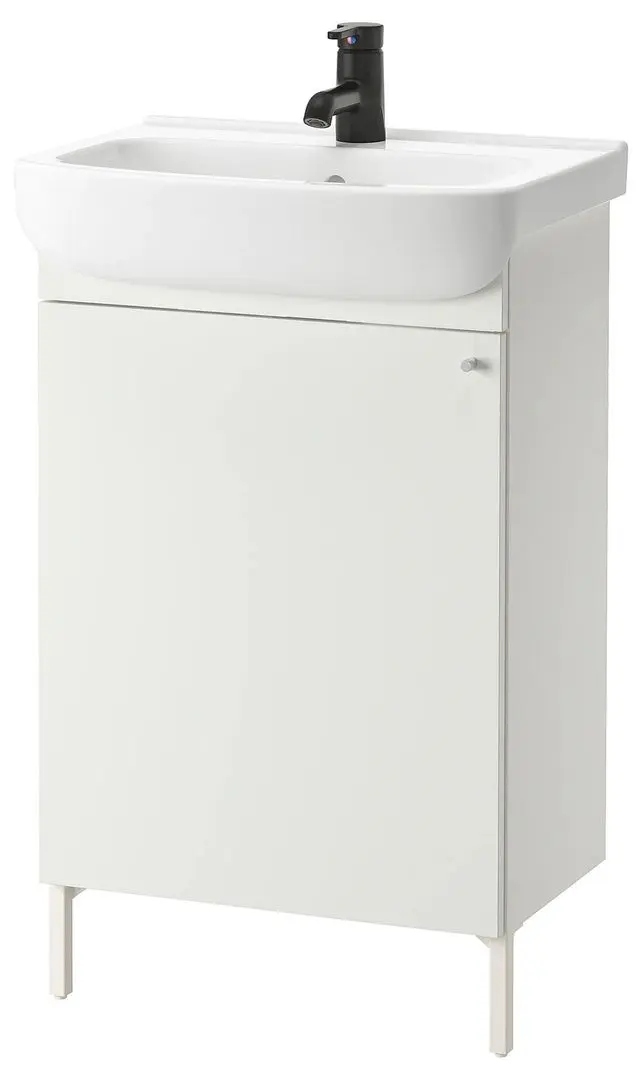 Набор тумбы с раковиной Ikea Nysjon/Bjorkan смеситель Saljen 54x98 (Белый)