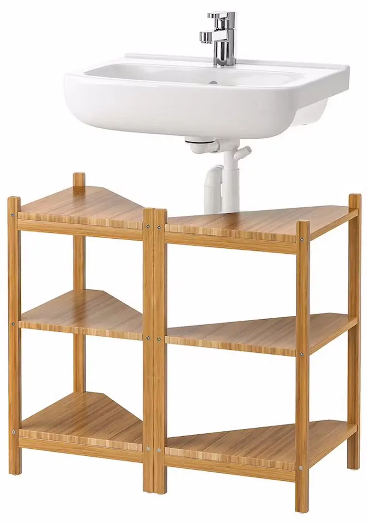 Набор тумбы с раковиной Ikea Ragrund/Bjorkan смеситель Ensen (Бамбук)