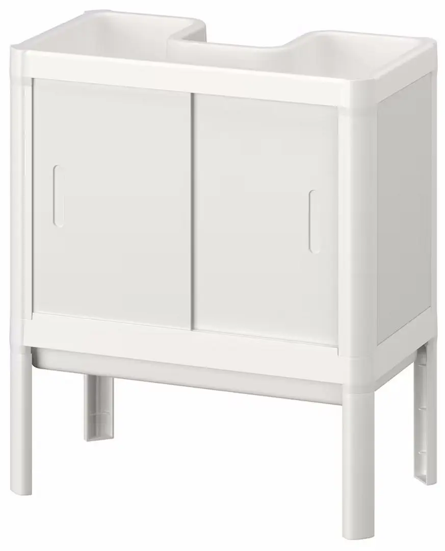 Набор тумбы с умывальником Ikea Lilltjarn/Skatsjon 2 дверце/смеситель Saljen 45x35 (Белый) - 2