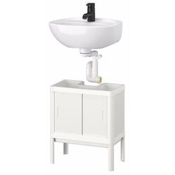 Набор тумбы с умывальником Ikea Lilltjarn/Skatsjon 2 дверце/смеситель Saljen 45x35 (Белый)
