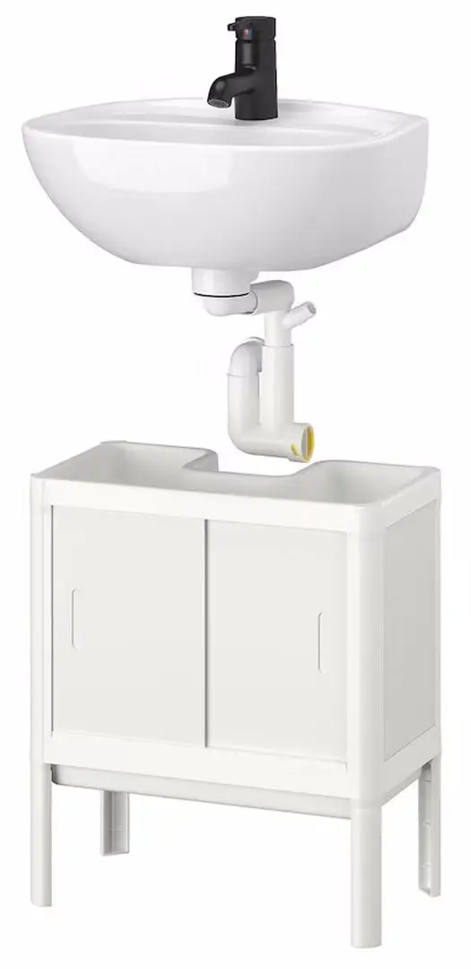 Набор тумбы с умывальником Ikea Lilltjarn/Skatsjon 2 дверце/смеситель Saljen 45x35 (Белый)