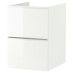 Шкаф под умывальник Ikea Godmorgon 2 ящика 40x47x58 (Глянцевый Белый)