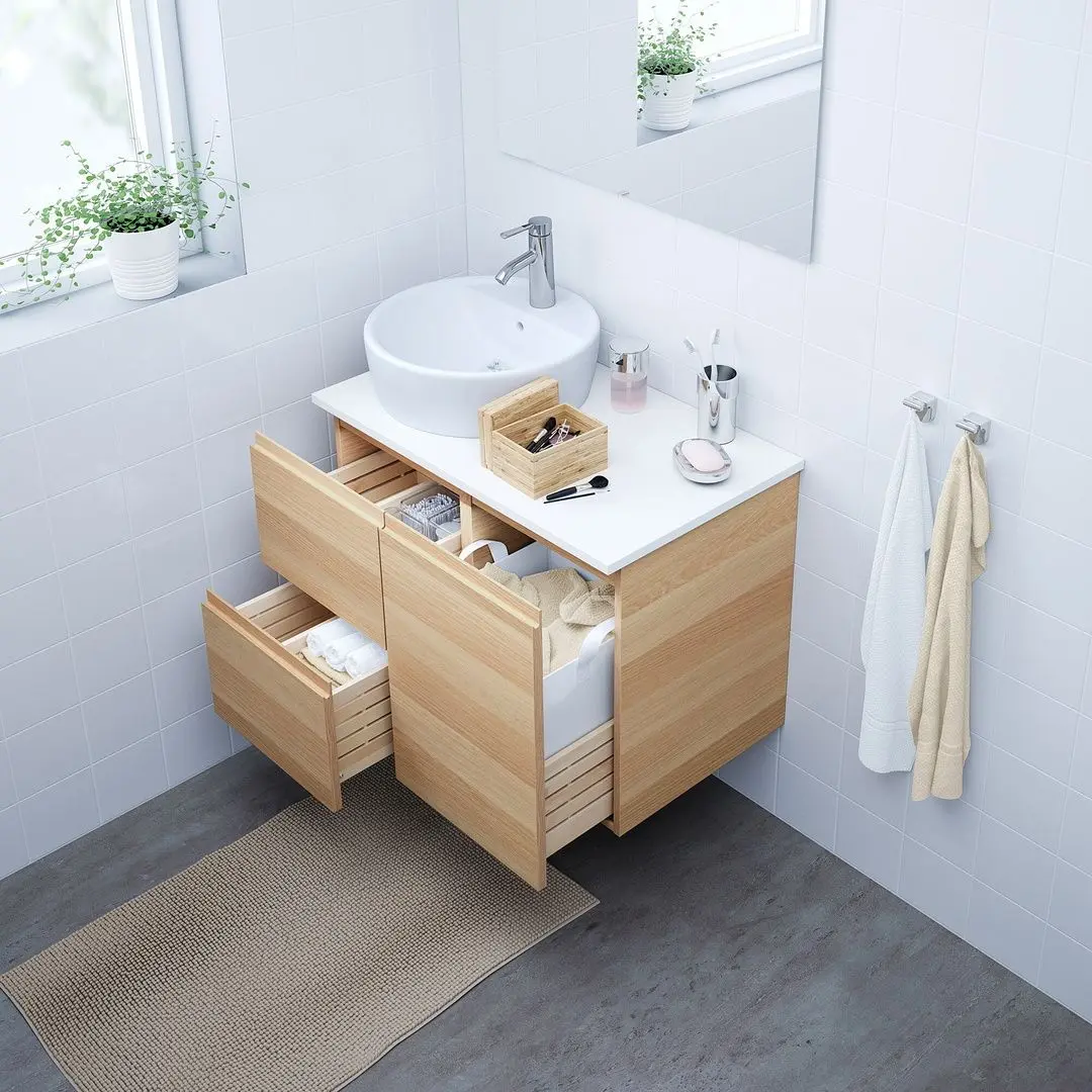 Шкаф под умывальник Ikea Godmorgon 2 ящика 40x47x58 (Под Беленый Дуб) - 4