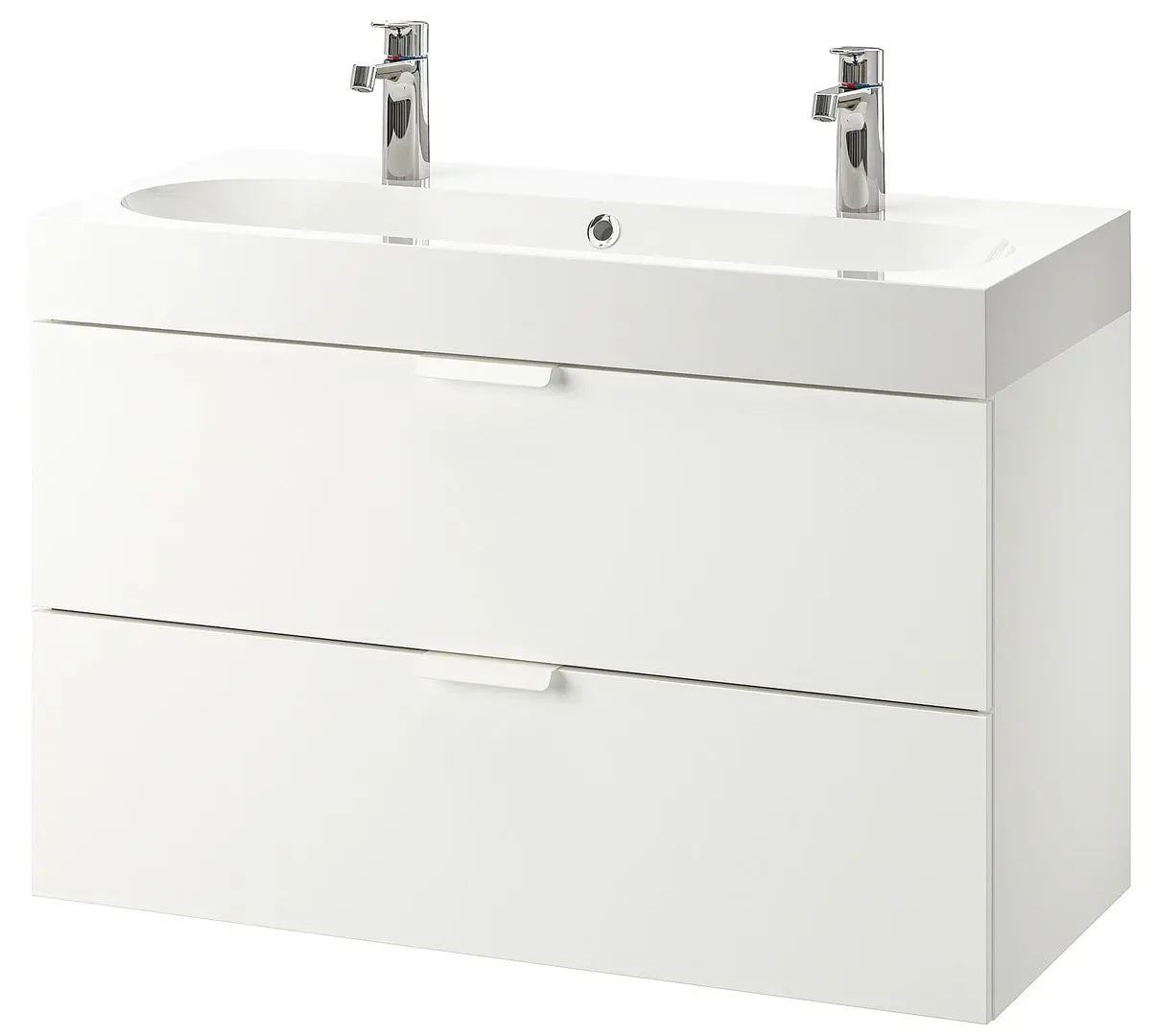 Шкаф под умывальник Ikea Godmorgon/Braviken 2 ящика/смеситель Brogrund 100x48x68 (Белый)