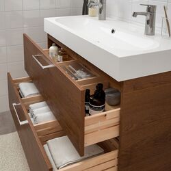 Шкаф под умывальник Ikea Godmorgon/Braviken 2 ящика/смеситель Brogrund 100x48x68 (Под Коричневый Мореный Ясень) Thumb