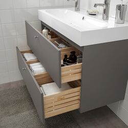 Шкаф под умывальник Ikea Godmorgon/Braviken 2 ящика/смеситель Brogrund 100x48x68 (Темно-серый) Thumb
