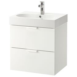 Шкаф под умывальник Ikea Godmorgon/Braviken 2 ящика/смеситель Brogrund 61x49x68 (Белый)
