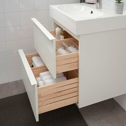 Шкаф под умывальник Ikea Godmorgon/Braviken 2 ящика/смеситель Brogrund 61x49x68 (Глянцевый Белый) Thumb