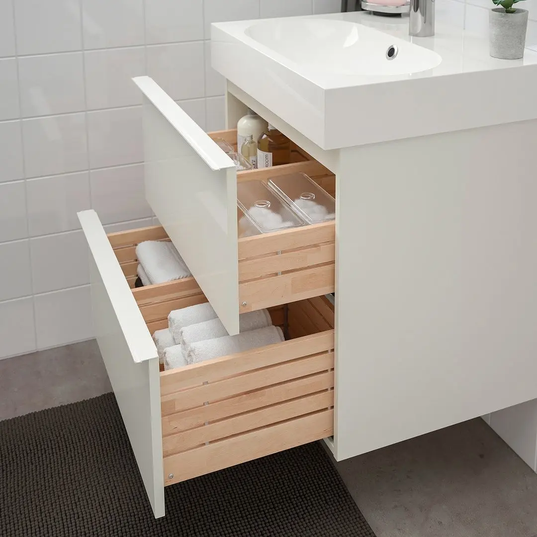 Шкаф под умывальник Ikea Godmorgon/Braviken 2 ящика/смеситель Brogrund 61x49x68 (Глянцевый Белый) - 4