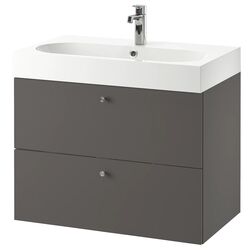 Шкаф под умывальник Ikea Godmorgon/Braviken 2 ящика/смеситель Brogrund 80x48x68 (Гилбурен/Темно-серый)
