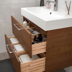 Шкаф под умывальник Ikea Godmorgon/Braviken 2 ящика/смеситель Brogrund 80x48x68 (Под Коричневый Мореный Ясень) Thumb