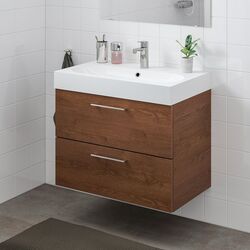 Шкаф под умывальник Ikea Godmorgon/Braviken 2 ящика/смеситель Brogrund 80x48x68 (Под Коричневый Мореный Ясень) Thumb