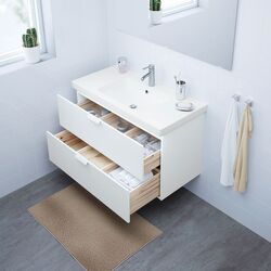 Шкаф под умывальник Ikea Godmorgon/Odensvik 2 ящика/1 чаша/смеситель Dalskär 103x49x64 (Белый) Thumb