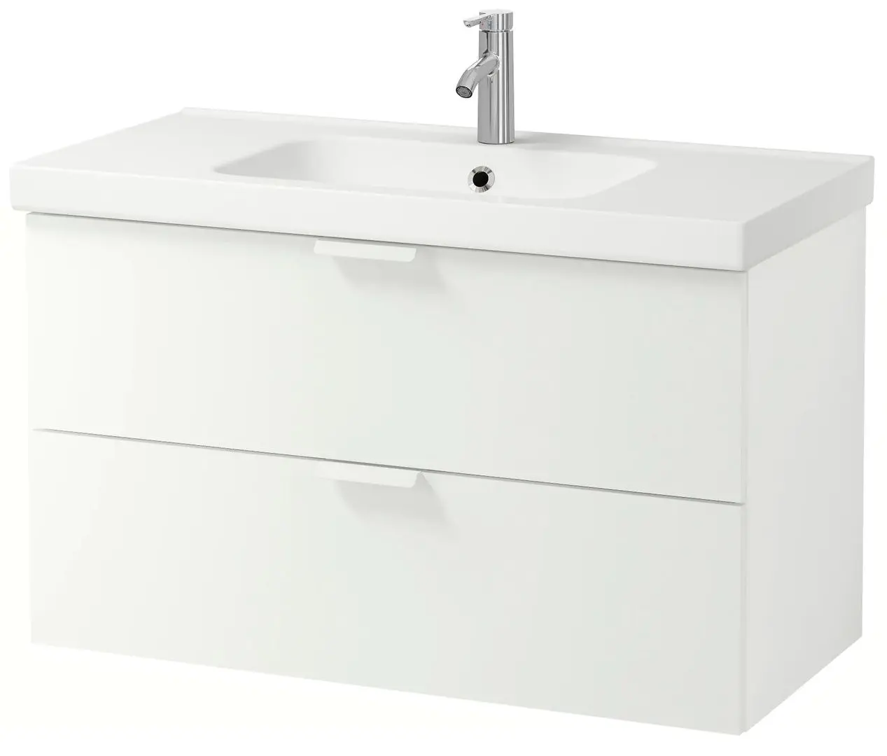 Шкаф под умывальник Ikea Godmorgon/Odensvik 2 ящика/1 чаша/смеситель Dalskär 103x49x64 (Белый)