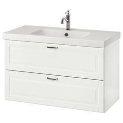 Шкаф под умывальник Ikea Godmorgon/Odensvik 2 ящика/1чаша/смеситель Hamnskär 103x49x64 (Касжон/Белый)