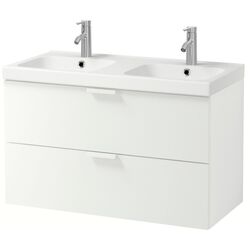 Шкаф под умывальник Ikea Godmorgon/Odensvik 2 ящика/2 чаши/смеситель Dalskär 103x49x64 (Белый)