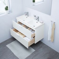Шкаф под умывальник Ikea Godmorgon/Odensvik 2 ящика/2 чаши/смеситель Dalskär 103x49x64 (Белый) Thumb