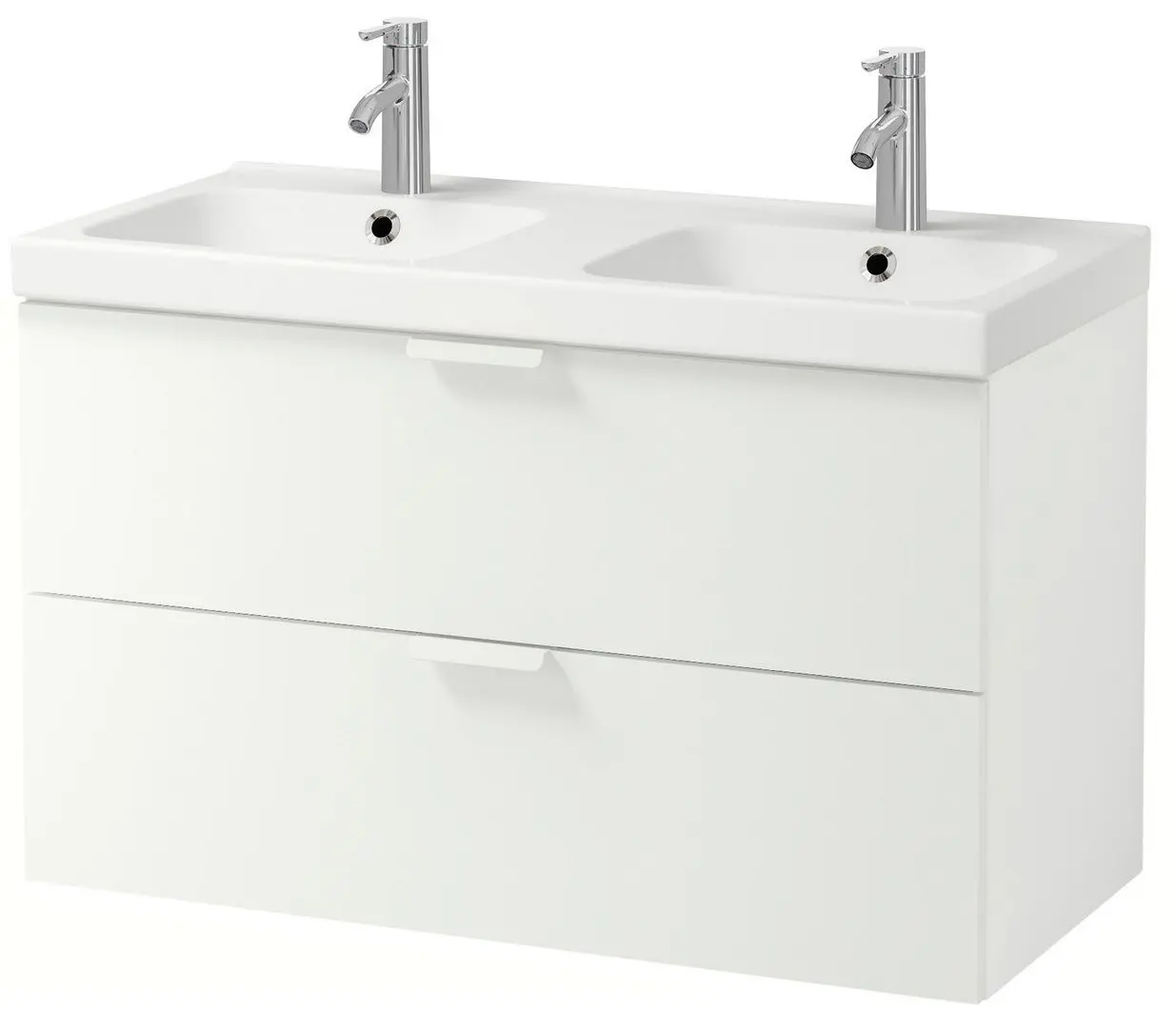 Шкаф под умывальник Ikea Godmorgon/Odensvik 2 ящика/2 чаши/смеситель Dalskär 103x49x64 (Белый)