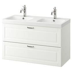 Шкаф под умывальник Ikea Godmorgon/Odensvik 2 ящика/2 чаши/смеситель Hamnskär 103x49x64 (Касжон/Белый)