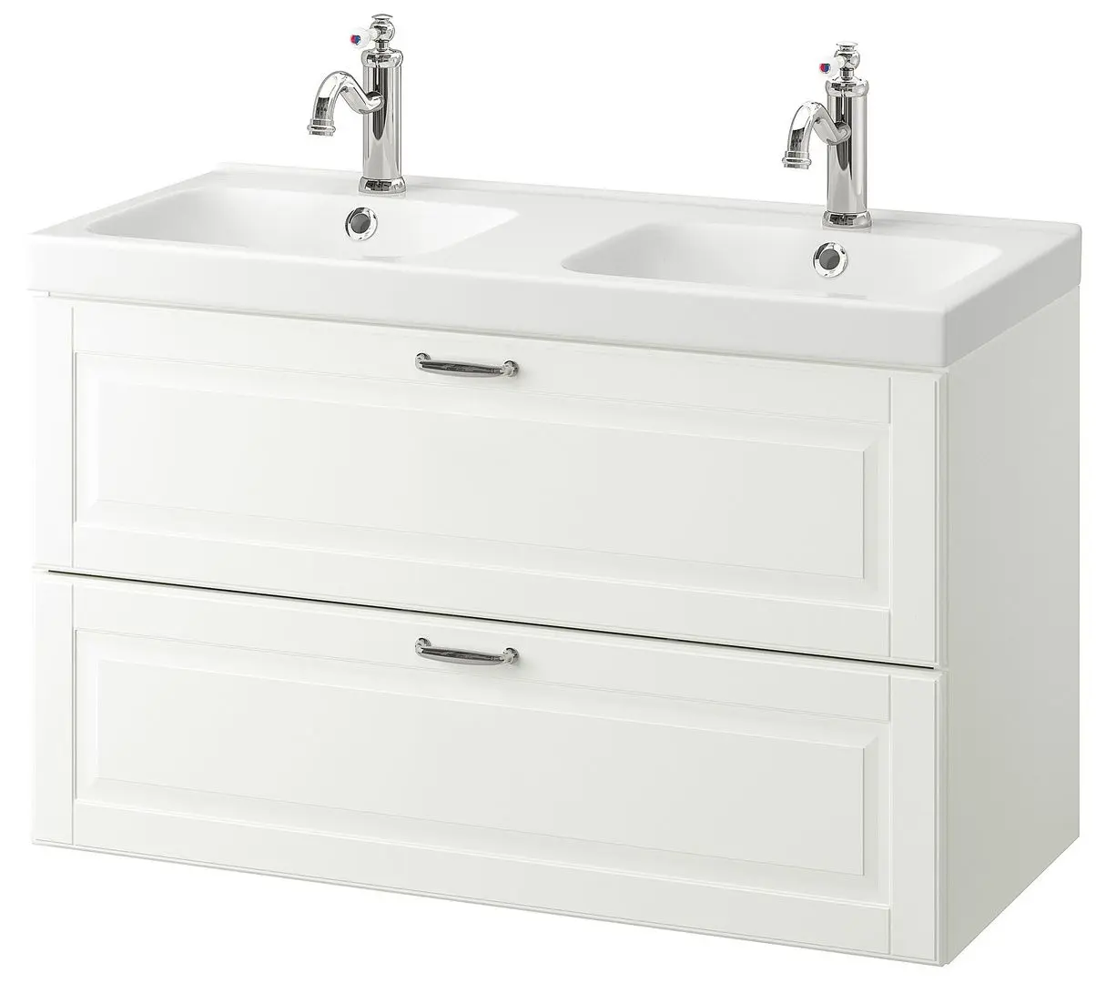 Шкаф под умывальник Ikea Godmorgon/Odensvik 2 ящика/2 чаши/смеситель Hamnskär 103x49x64 (Касжон/Белый)