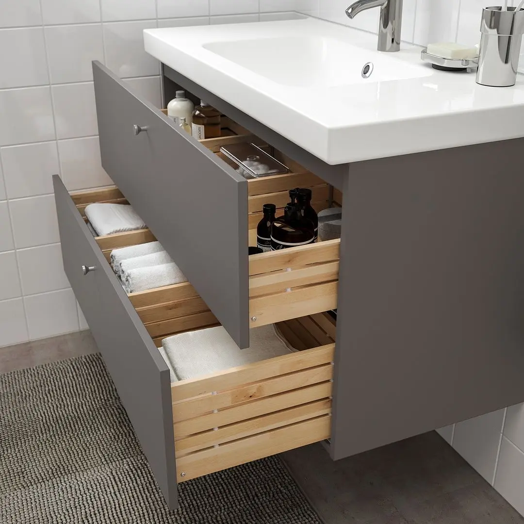 Шкаф под умывальник Ikea Godmorgon/Odensvik 2 ящика/смеситель Dalskär 103x49x64 (Гилбурен/Темно-серый) - 4