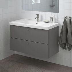 Шкаф под умывальник Ikea Godmorgon/Odensvik 2 ящика/смеситель Dalskär 103x49x64 (Гилбурен/Темно-серый) Thumb