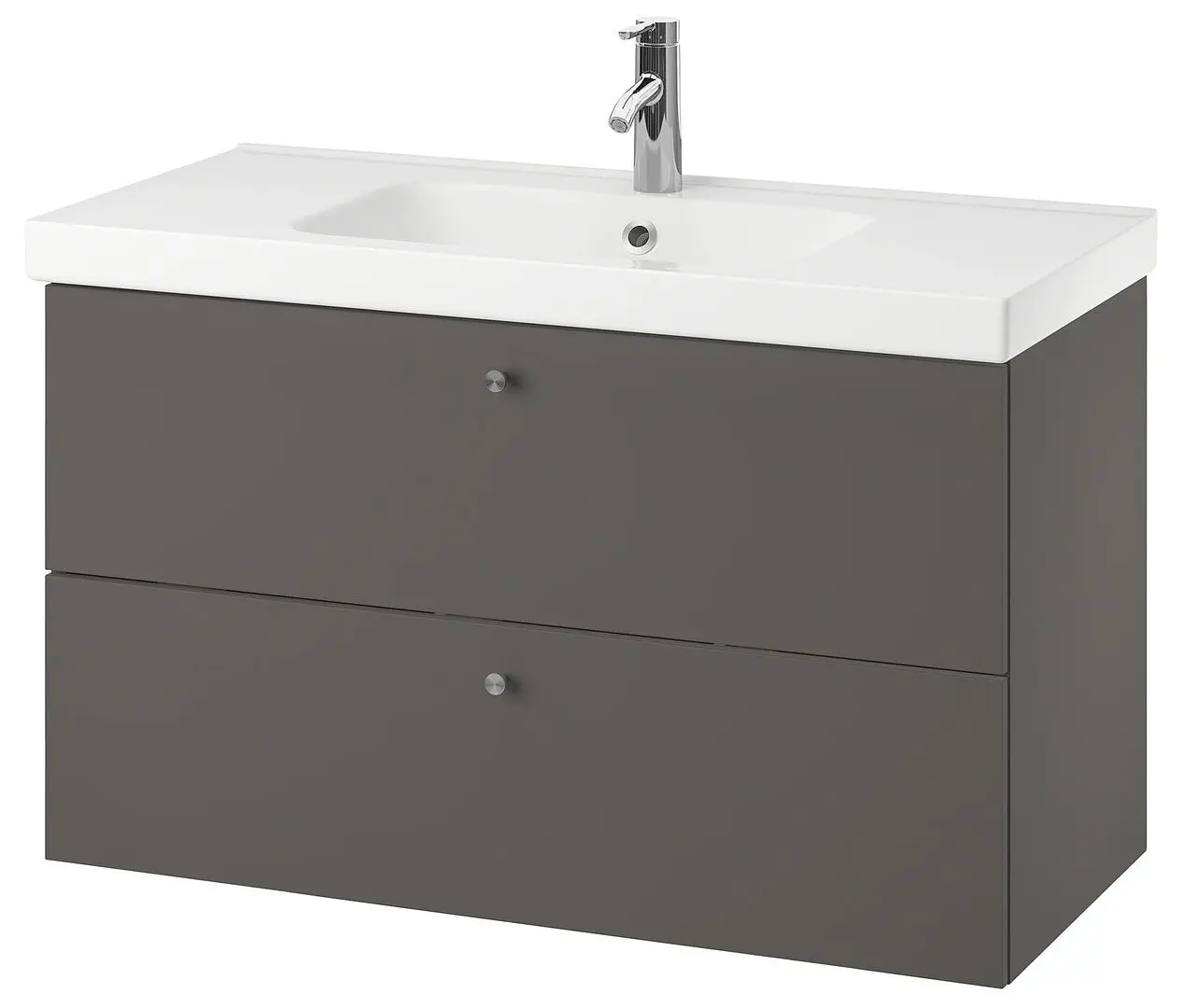 Шкаф под умывальник Ikea Godmorgon/Odensvik 2 ящика/смеситель Dalskär 103x49x64 (Гилбурен/Темно-серый)