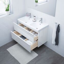 Шкаф под умывальник Ikea Godmorgon/Odensvik 2 ящика/смеситель Dalskär 103x49x64 (Глянцевый Белый) Thumb