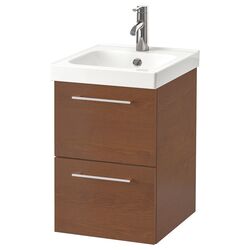 Шкаф под умывальник Ikea Godmorgon/Odensvik 2 ящика/смеситель Dalskär 43x49x64 (Под Коричневый Мореный Ясень)