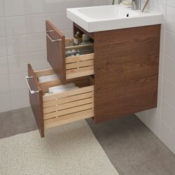 Шкаф под умывальник Ikea Godmorgon/Odensvik 2 ящика/смеситель Dalskär 43x49x64 (Под Коричневый Мореный Ясень) Thumb