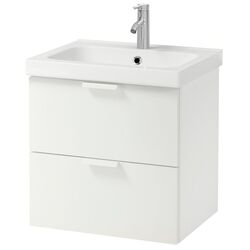 Шкаф под умывальник Ikea Godmorgon/Odensvik 2 ящика/смеситель Dalskär 63x49x64 (Белый)