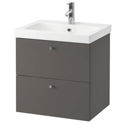 Шкаф под умывальник Ikea Godmorgon/Odensvik 2 ящика/смеситель Dalskär 63x49x64 (Гилбурен/Темно-серый)