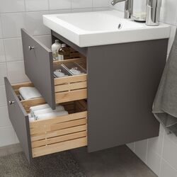 Шкаф под умывальник Ikea Godmorgon/Odensvik 2 ящика/смеситель Dalskär 63x49x64 (Гилбурен/Темно-серый) Thumb