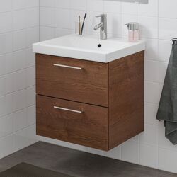 Шкаф под умывальник Ikea Godmorgon/Odensvik 2 ящика/смеситель Dalskär 63x49x64 (Под Коричневый Мореный Ясень) Thumb