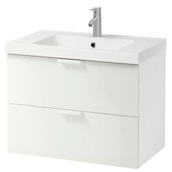Шкаф под умывальник Ikea Godmorgon/Odensvik 2 ящика/смеситель Dalskär 83x49x64 (Белый)