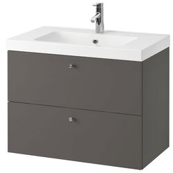 Шкаф под умывальник Ikea Godmorgon/Odensvik 2 ящика/смеситель Dalskär 83x49x64 (Гилбурен/Темно-серый)