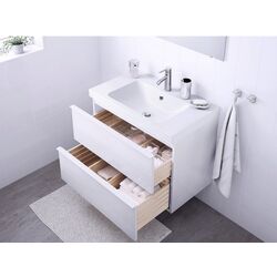 Шкаф под умывальник Ikea Godmorgon/Odensvik 2 ящика/смеситель Dalskär 83x49x64 (Глянцевый Белый) Thumb