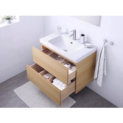 Шкаф под умывальник Ikea Godmorgon/Odensvik 2 ящика/смеситель Dalskar 83x49x64 (Под Беленый Дуб) Thumb