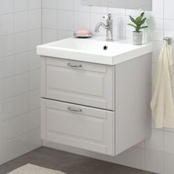 Шкаф под умывальник Ikea Godmorgon/Odensvik 2 ящика/смеситель Hamnskär 63x49x64 (Касжон/Серый) Thumb