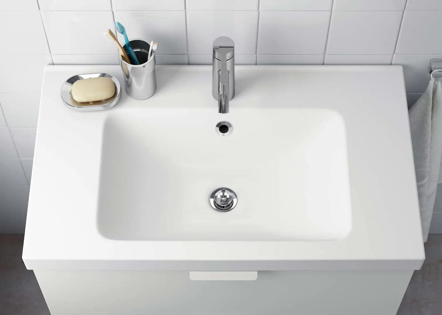 Шкаф под умывальник Ikea Godmorgon/Odensvik 2 ящика/смеситель Hamnskar 83x49x64 (Касжон Серый) - 2