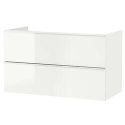 Шкаф под умывальник Ikea Godmorgon/Odensvik 2 ящика/смеситель Lundskar 103x49x64 (Глянцевый Белый) Thumb