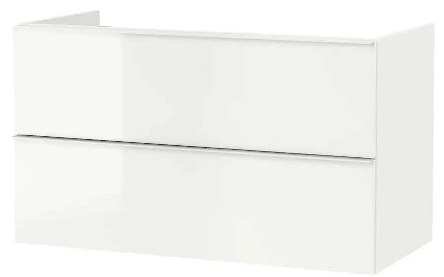 Шкаф под умывальник Ikea Godmorgon/Odensvik 2 ящика/смеситель Lundskar 103x49x64 (Глянцевый Белый) - 3