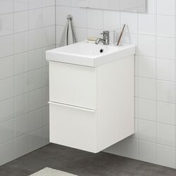 Шкаф под умывальник Ikea Godmorgon/Odensvik 2 ящика/смеситель Pilkån 43x49x64 (Глянцевый Белый) Thumb
