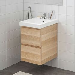 Шкаф под умывальник Ikea Godmorgon/Odensvik 2 ящика/смеситель Pilkån 43x49x64 (Под Беленый Дуб) Thumb