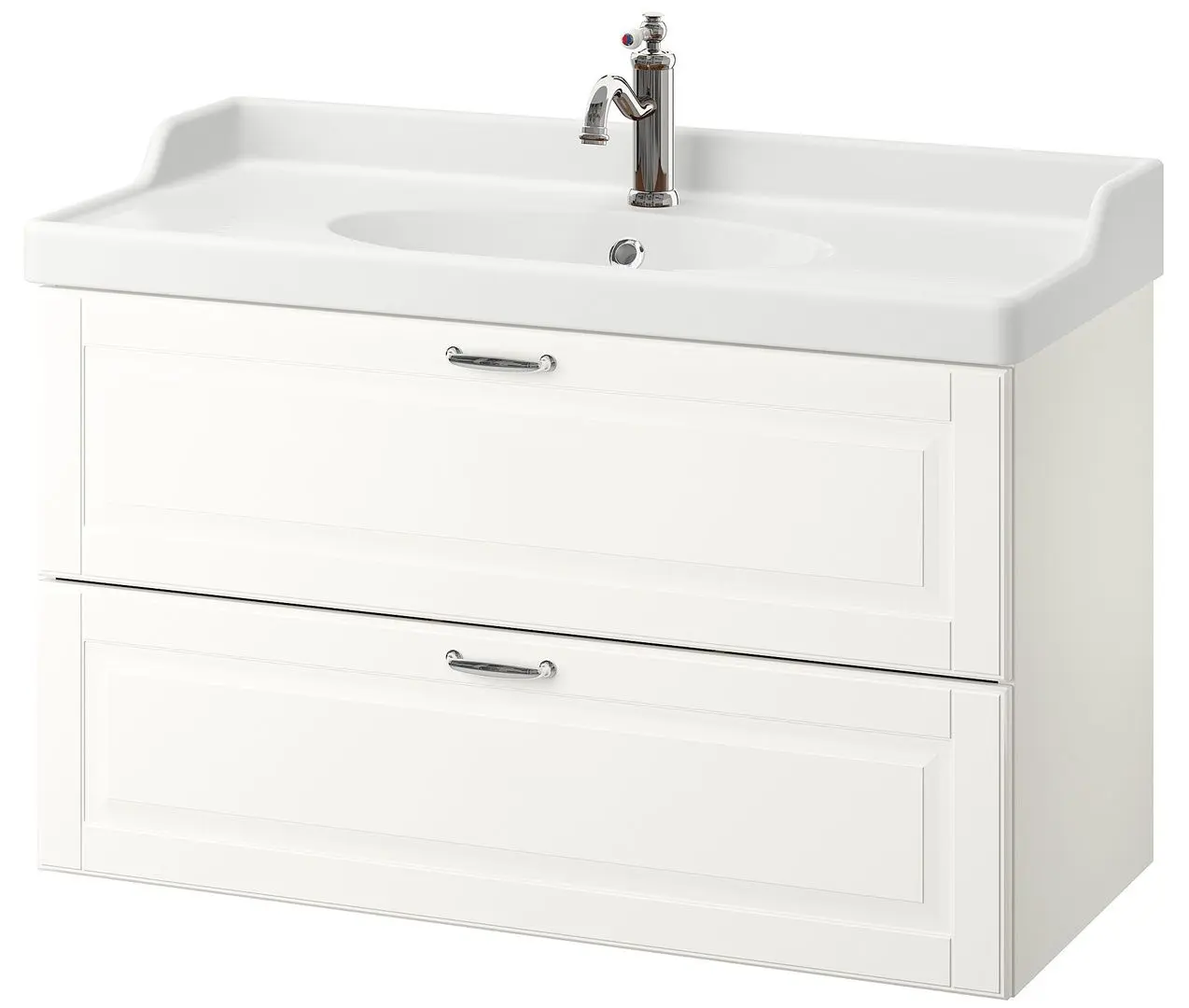 Шкаф под умывальник Ikea Godmorgon/Rattviken 2 ящика/смеситель Hamnskär 102x49x68 (Касжон/Белый)