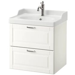 Шкаф под умывальник Ikea Godmorgon/Rattviken 2 ящика/смеситель Hamnskär 62x49x68 (Касжон Белый)