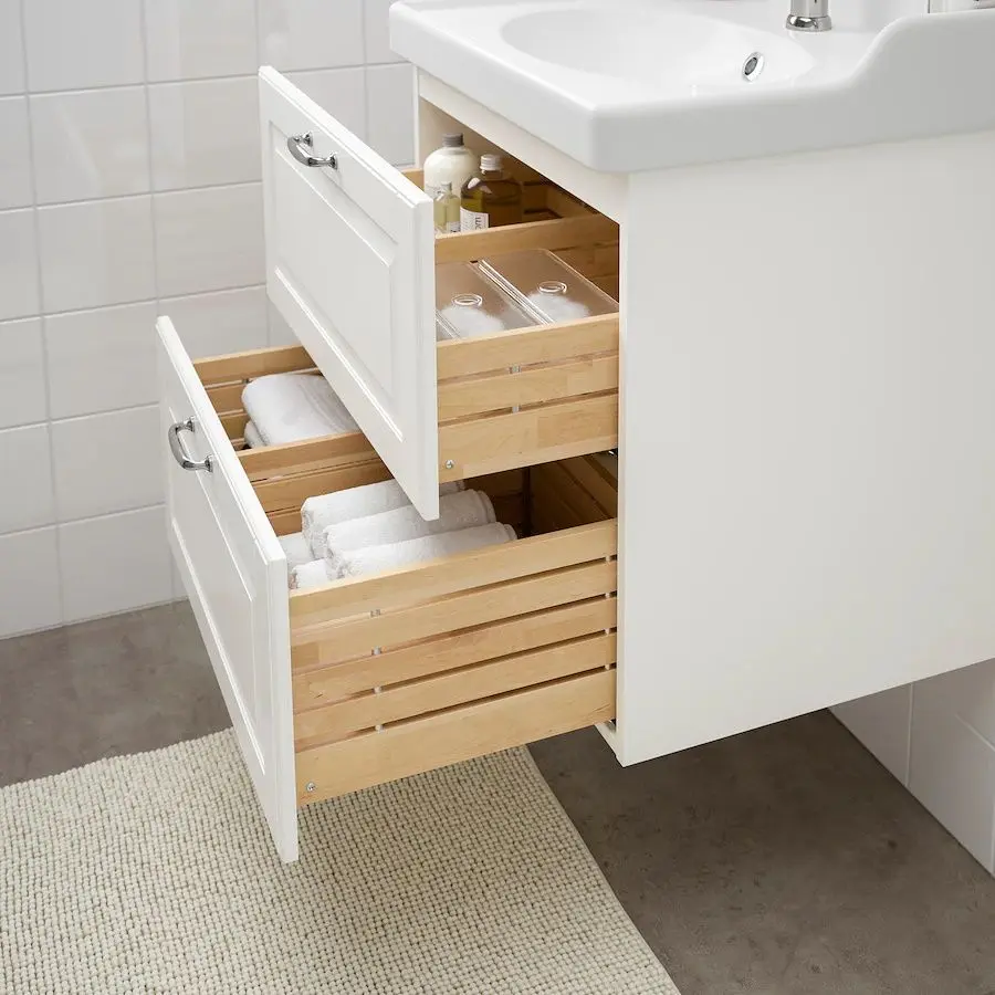 Шкаф под умывальник Ikea Godmorgon/Rattviken 2 ящика/смеситель Hamnskär 62x49x68 (Касжон Белый) - 5