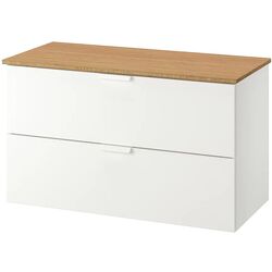 Шкаф под умывальник Ikea Godmorgon/Tolken 2 ящика 102x49x60 (Белый/Бамбук)