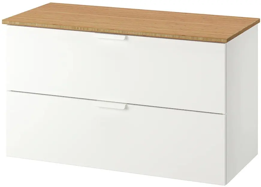Шкаф под умывальник Ikea Godmorgon/Tolken 2 ящика 102x49x60 (Белый/Бамбук)